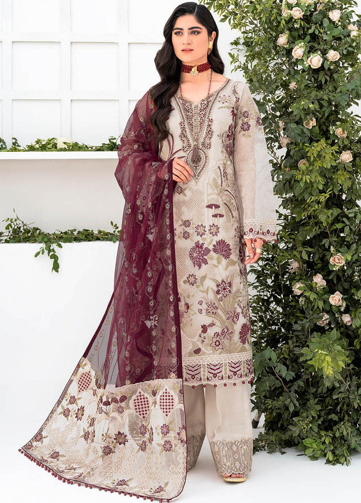 Minhal by Ramsha Embroidered Organza Suits Unstitched 3 Piece RSH23-M8 M-806 - Luxury Collection