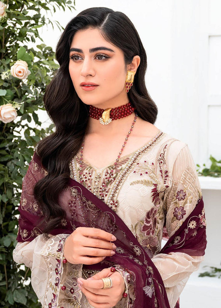 Minhal by Ramsha Embroidered Organza Suits Unstitched 3 Piece RSH23-M8 M-806 - Luxury Collection