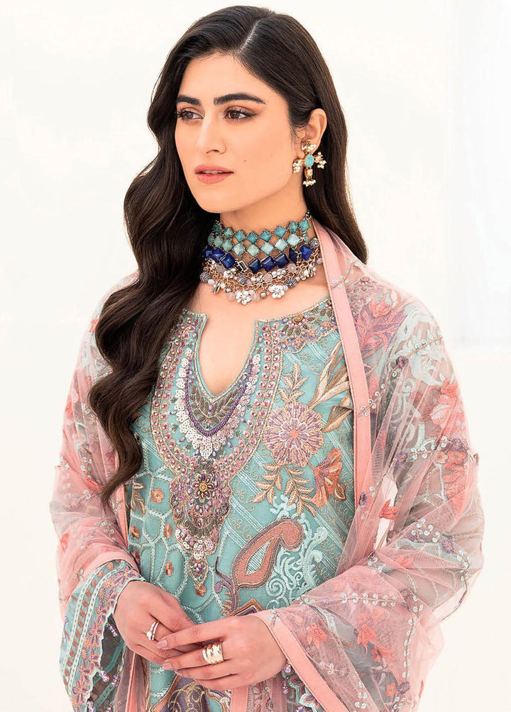 Minhal by Ramsha Embroidered Organza Suits Unstitched 3 Piece RSH23-M8 M-807 - Luxury Collection