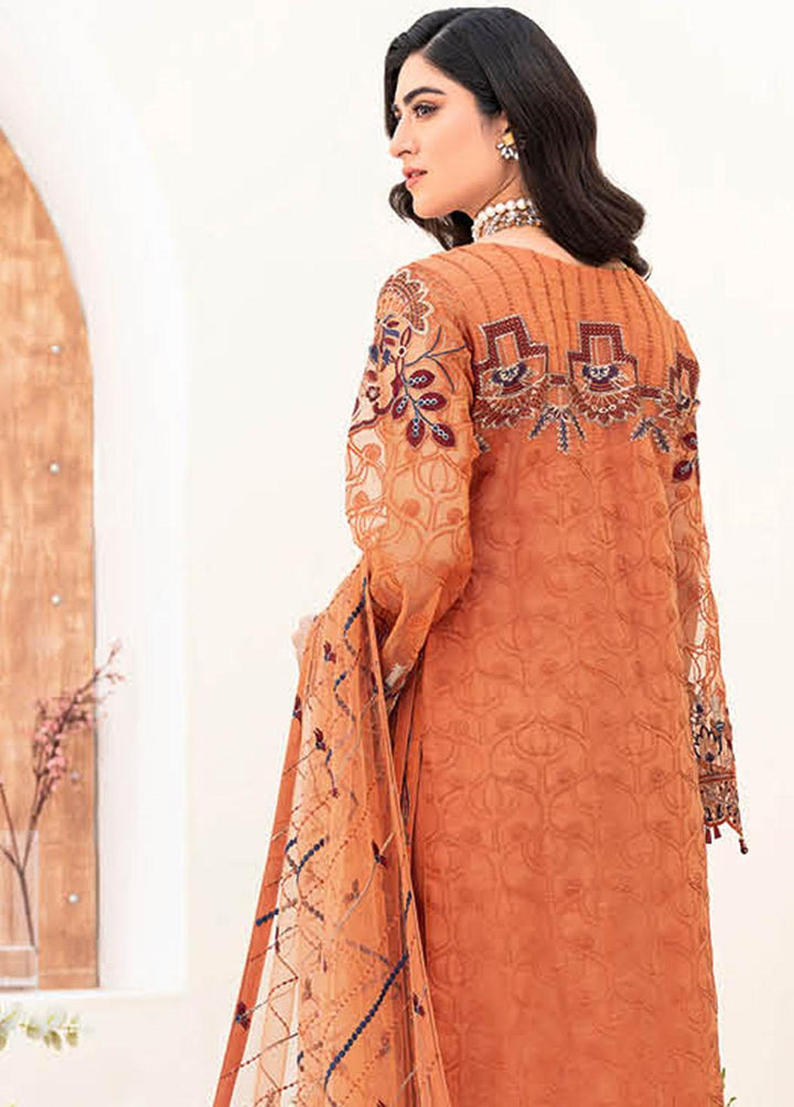 Minhal by Ramsha Embroidered Organza Suits Unstitched 3 Piece RSH23-M8 M-808 - Luxury Collection