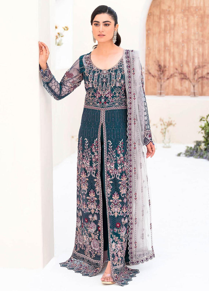 Minhal by Ramsha Embroidered Net Suits Unstitched 3 Piece RSH23-M8 M-810 - Luxury Collection