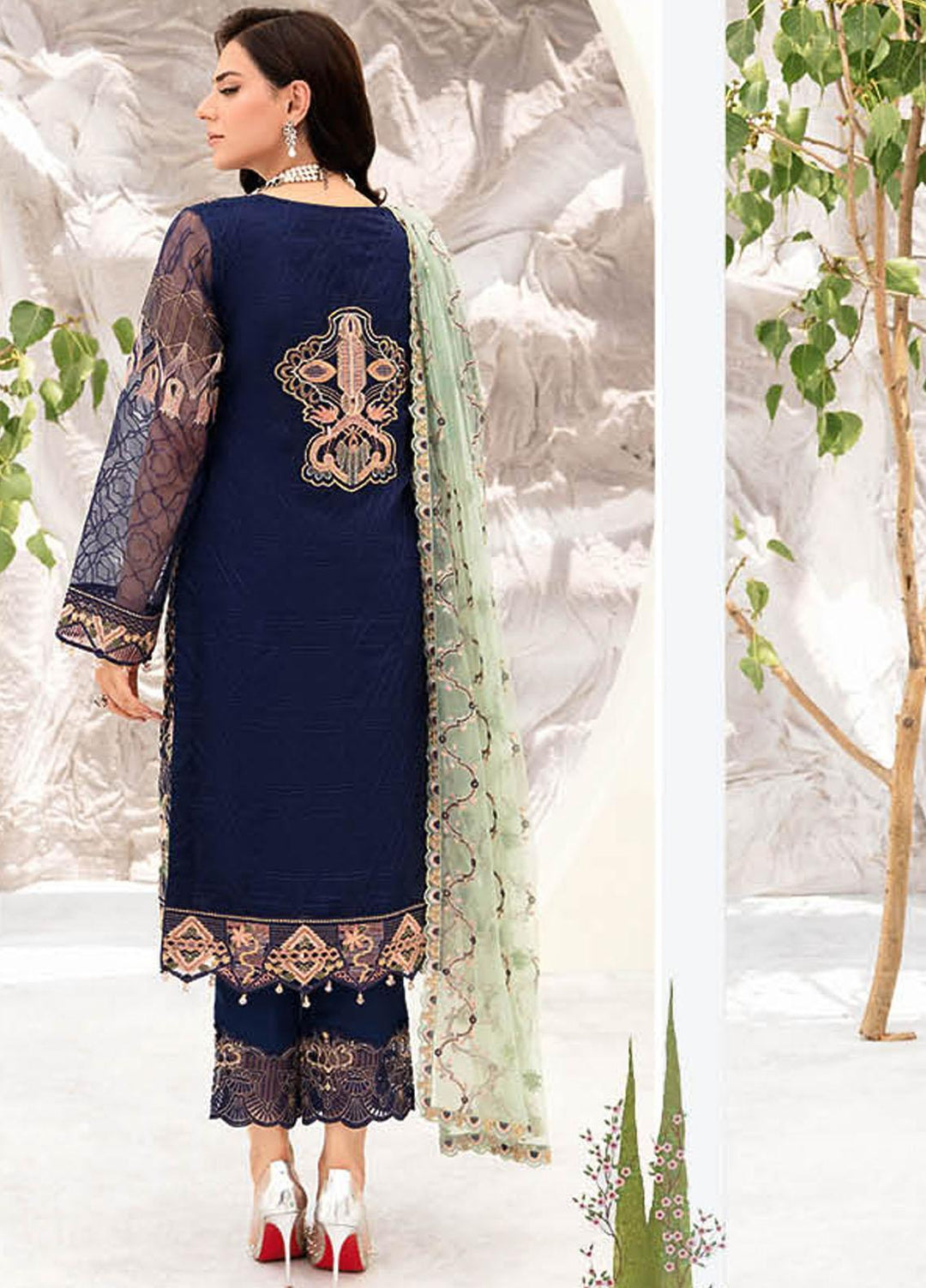 Minhal by Ramsha Embroidered  Suits Unstitched 3 Piece RSH23-M9 M-902 - Formal Collection