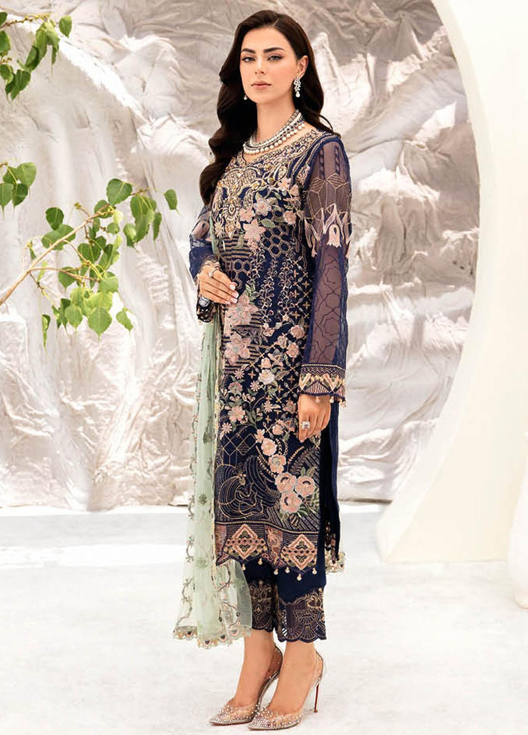 Minhal by Ramsha Embroidered  Suits Unstitched 3 Piece RSH23-M9 M-902 - Formal Collection