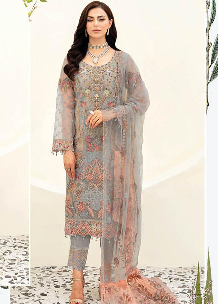 Minhal by Ramsha Embroidered  Suits Unstitched 3 Piece RSH23-M9 M-909 - Formal Collection