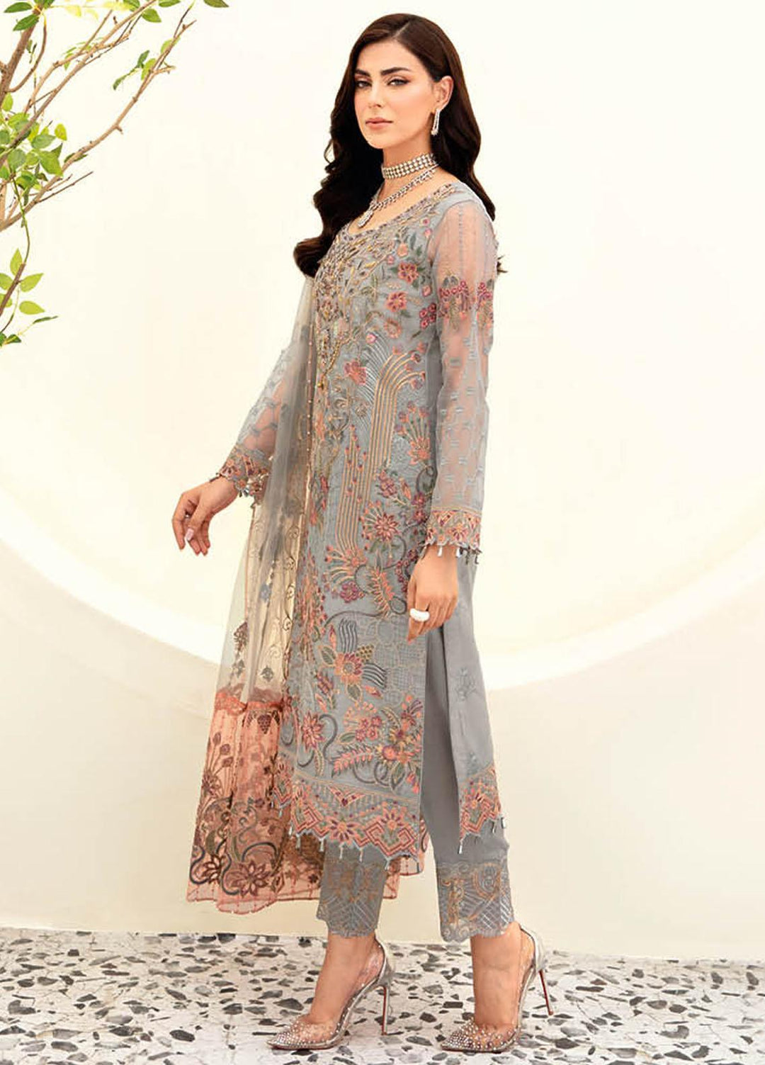 Minhal by Ramsha Embroidered  Suits Unstitched 3 Piece RSH23-M9 M-909 - Formal Collection