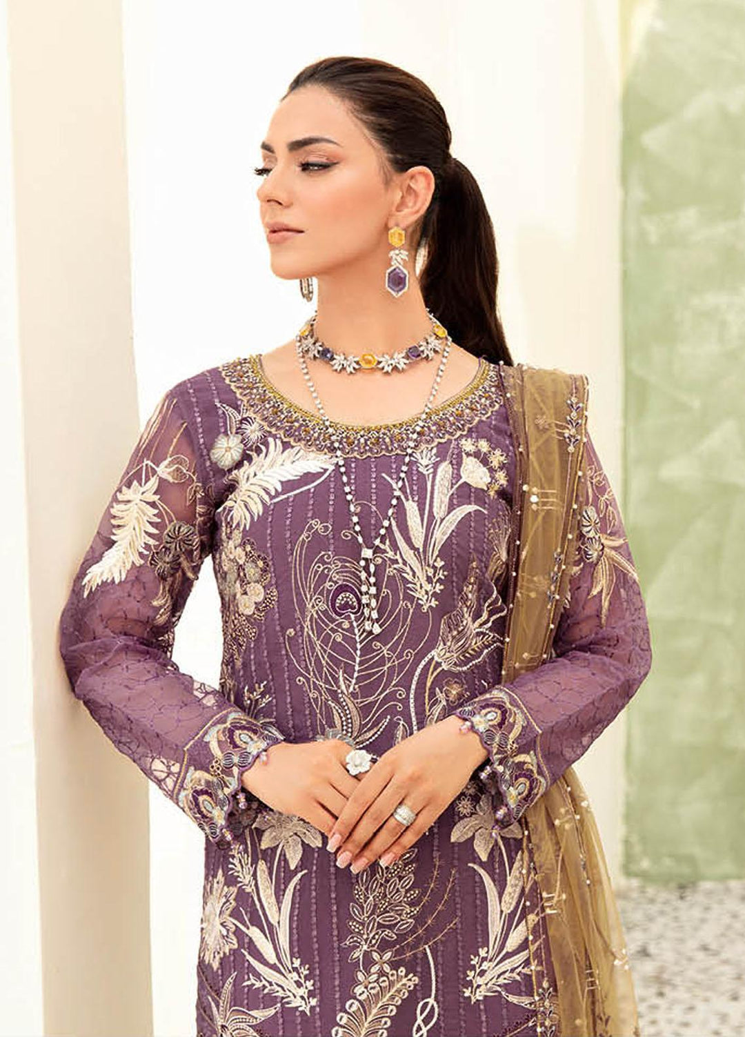 Minhal by Ramsha Embroidered  Suits Unstitched 3 Piece RSH23-M9 M-910 - Formal Collection