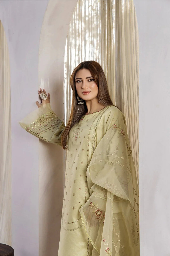 Sohani Rajwani By HM RTW Embroidered Lawn 3 Piece Suit MINT GOLD Festive Collection