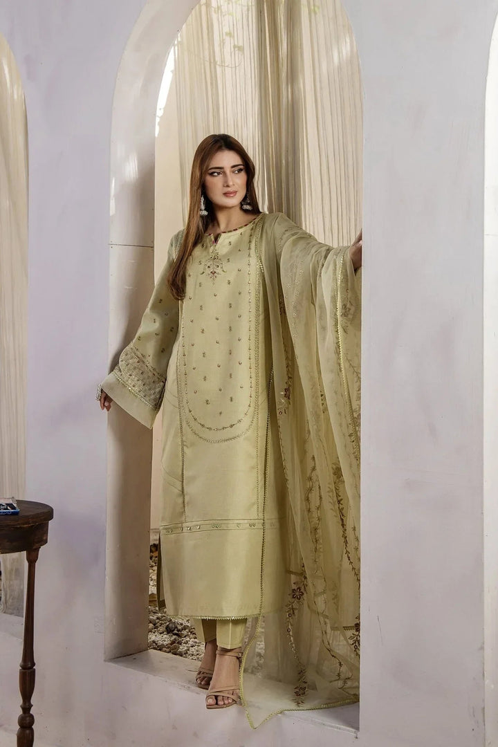 Sohani Rajwani By HM RTW Embroidered Lawn 3 Piece Suit MINT GOLD Festive Collection