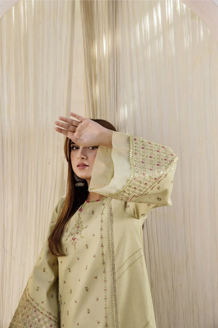 Sohani Rajwani By HM RTW Embroidered Lawn 3 Piece Suit MINT GOLD Festive Collection