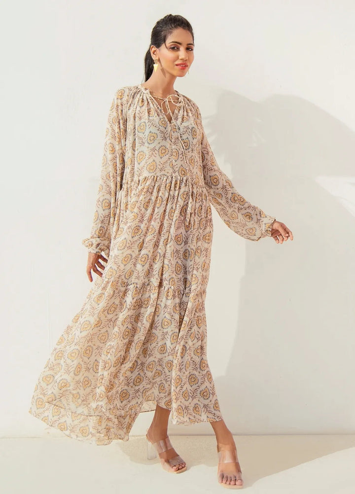 Minutiae Pret Printed Light Georgette 1 Piece Suit Printed Tiered Dress