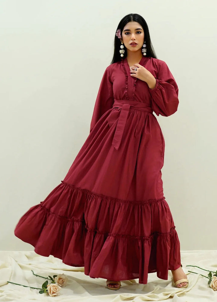 Minutiae Pret Solid Cotton 1 Piece Suit Merlot Tango Dress