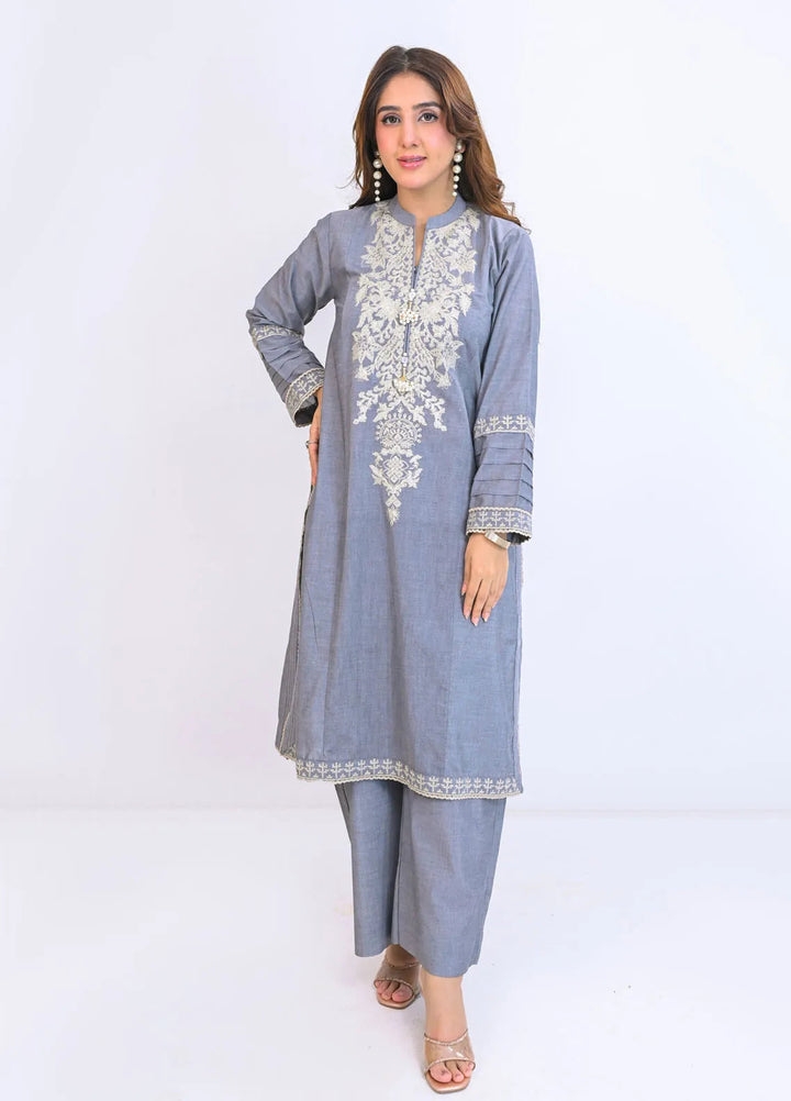 Miorah by Ayla Pret Embroidered Chambrey 2 Piece Suit Fitoor