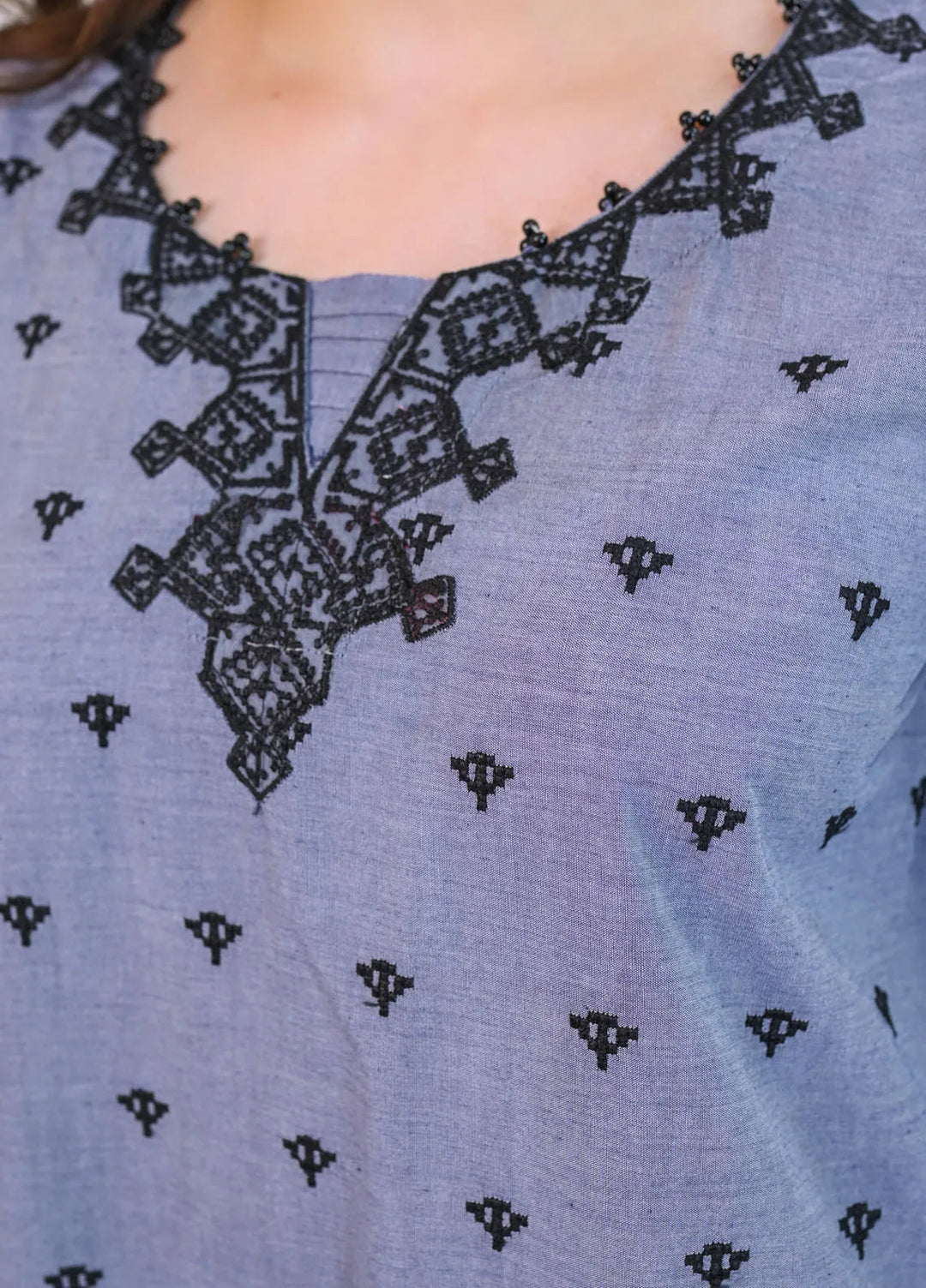 Miorah by Ayla Pret Embroidered Chambrey 2 Piece Suit Leila