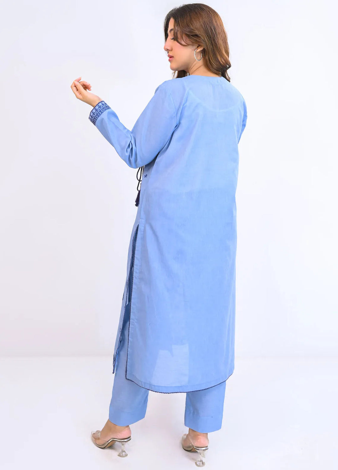 Miorah by Ayla Pret Embroidered Chambrey 2 Piece Suit Samaa
