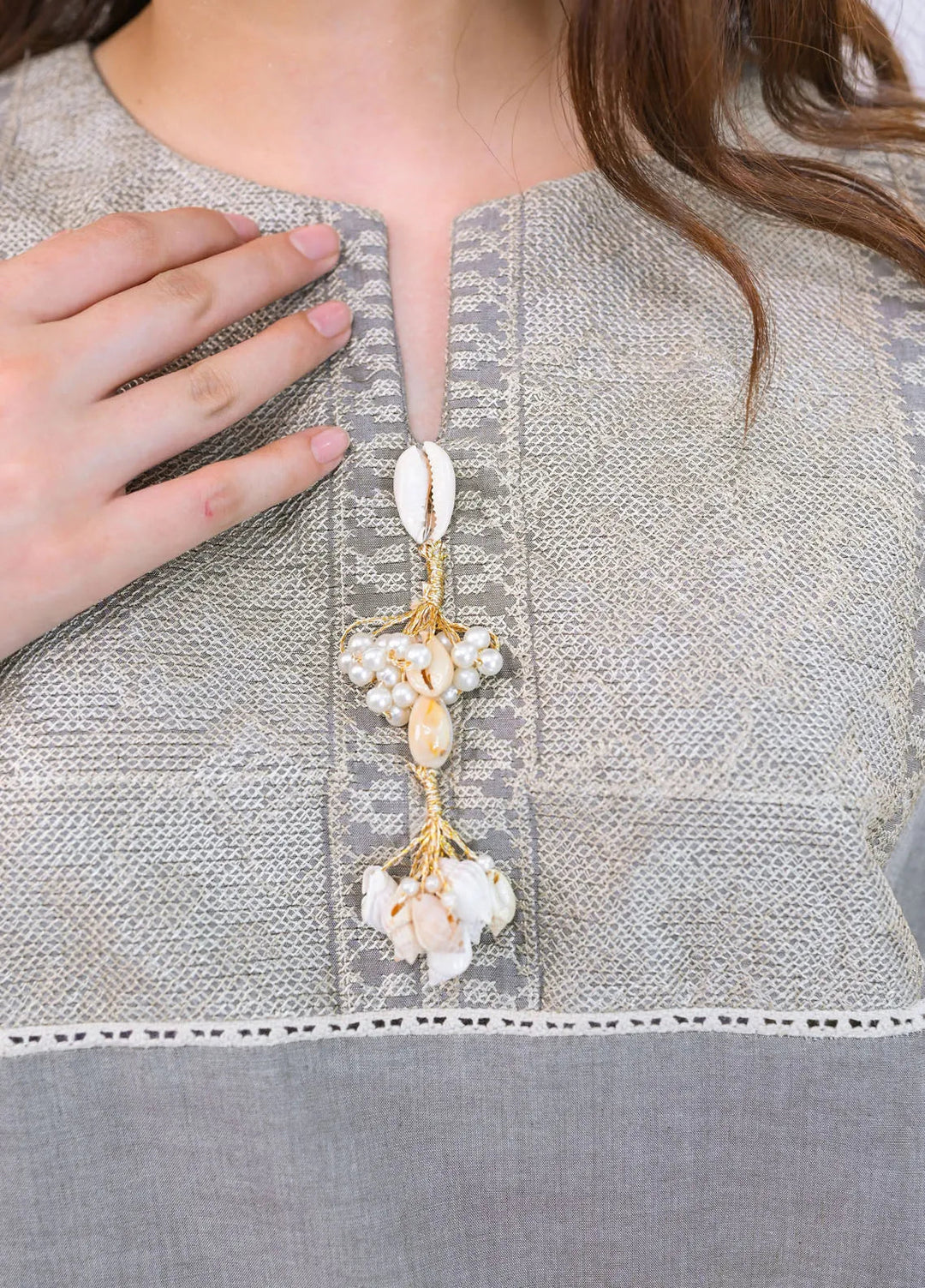 Miorah by Ayla Pret Embroidered Chambrey 2 Piece Suit Shafaq