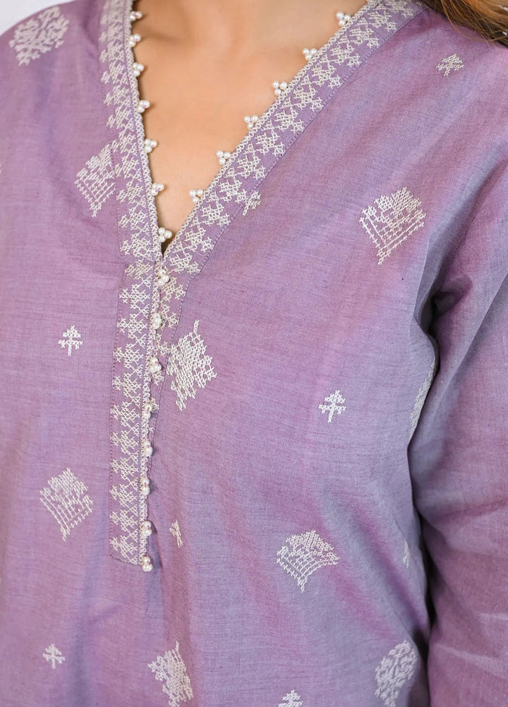 Miorah by Ayla Pret Embroidered Chambrey 2 Piece Suit Tamanna