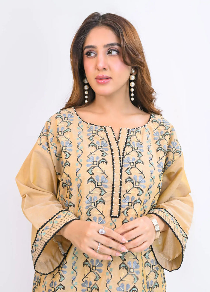 Miorah by Ayla Pret Embroidered Chambrey 2 Piece Suit Taskeen