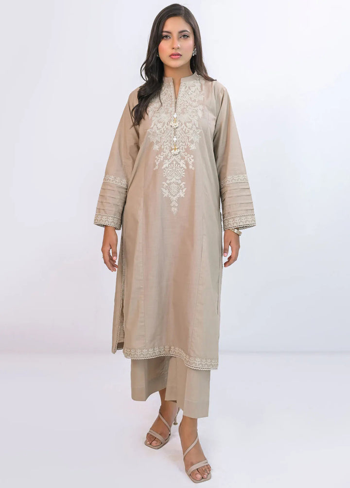 Miorah by Ayla Pret Embroidered Slub 2 Piece Suit Arzoo
