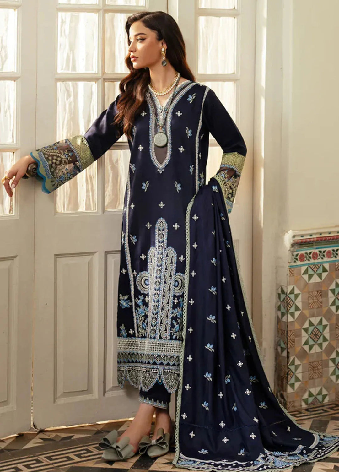 Miraal By Aabyaan Embroidered Chikankari Suit Unstitched 3 Piece ABY24M AV-03 Siran - Winter Collection