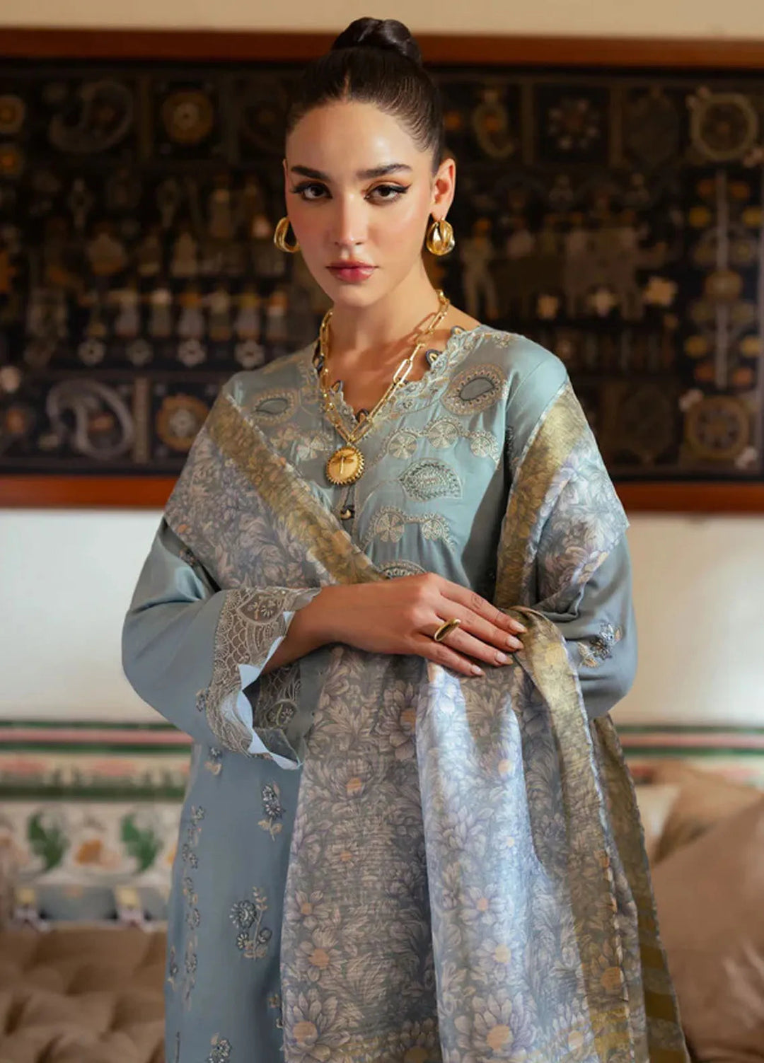 Miraal By Aabyaan Embroidered Chikankari Suit Unstitched 3 Piece ABY24M AV-04 Maleen - Winter Collection