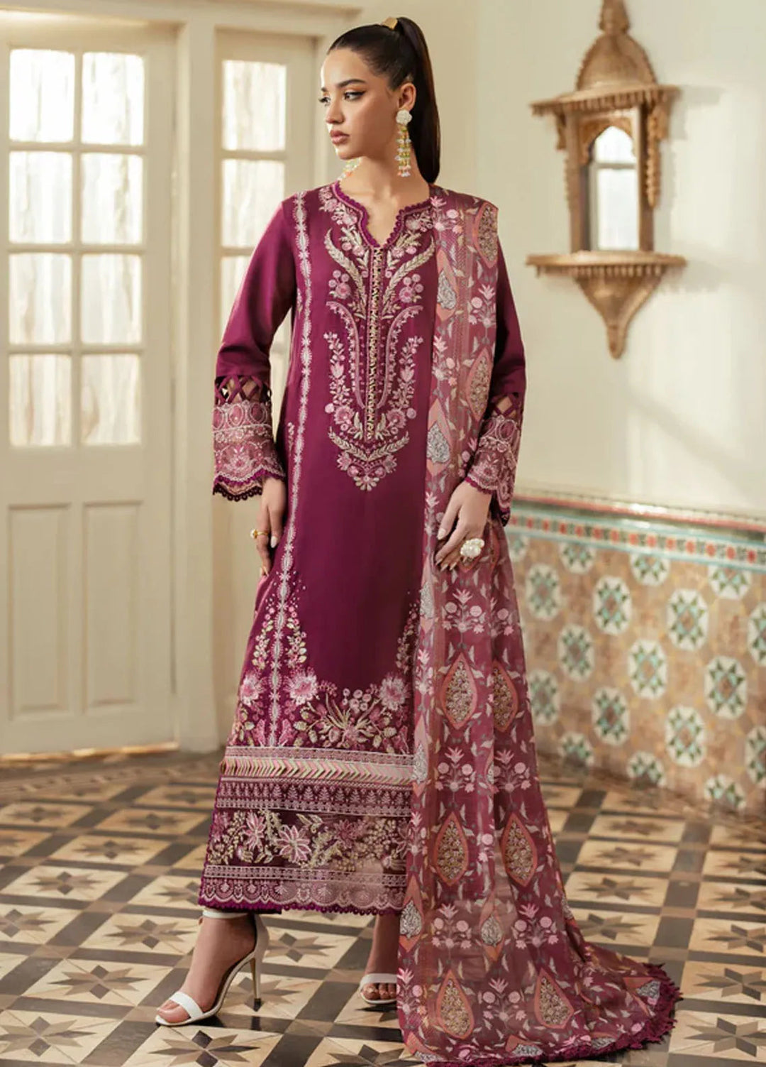 Miraal By Aabyaan Embroidered Chikankari Suit Unstitched 3 Piece ABY24M AV-05 Besma - Winter Collection