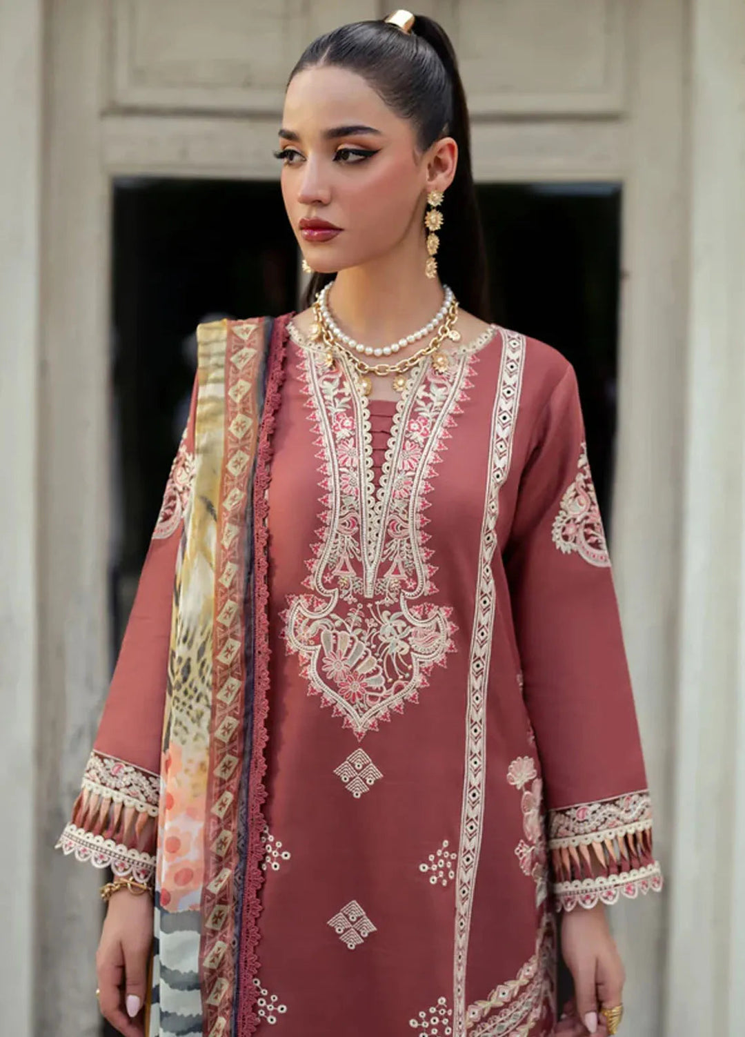 Miraal By Aabyaan Embroidered Chikankari Suit Unstitched 3 Piece ABY24M AV-07 Veeda - Winter Collection