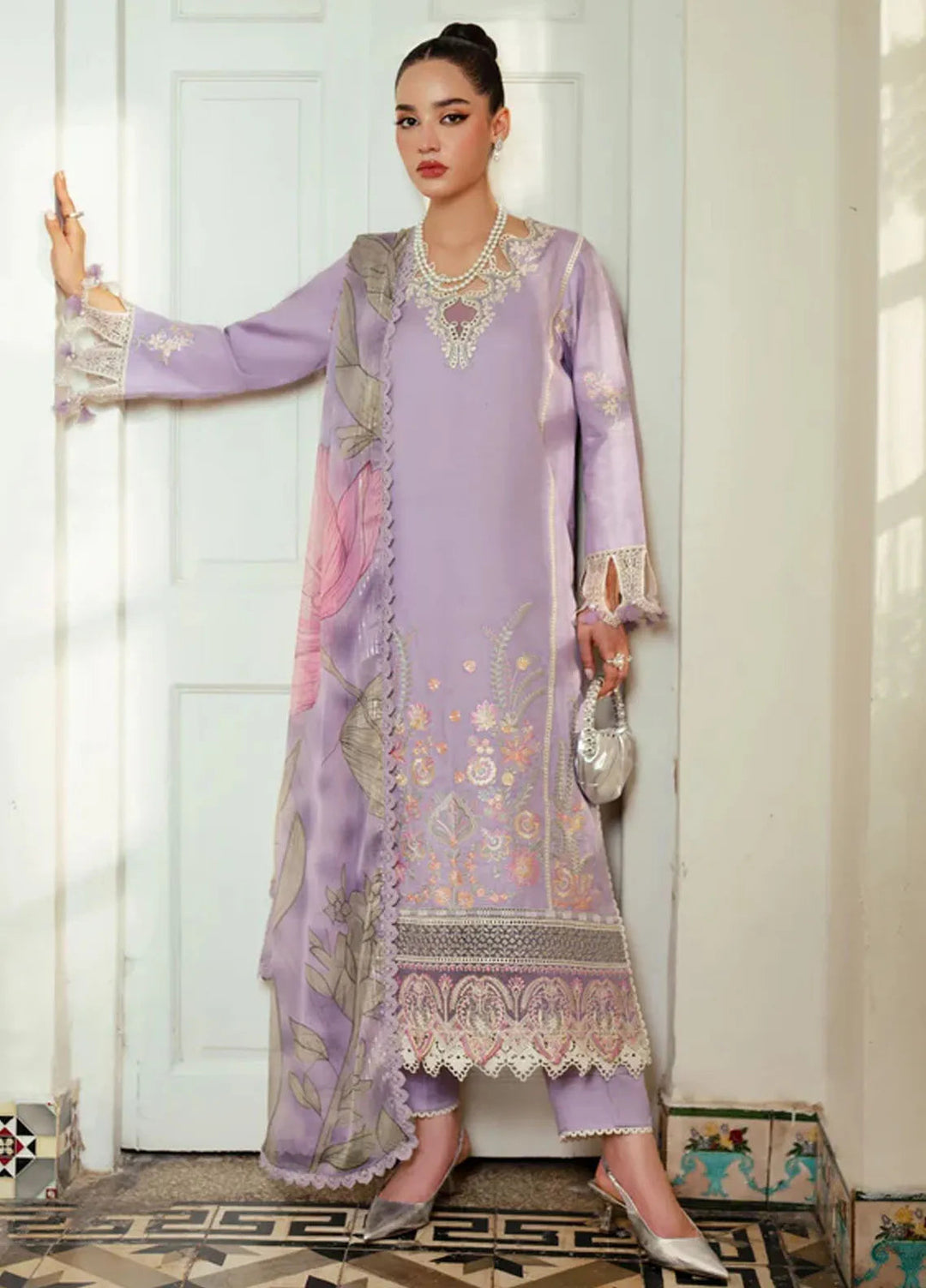Miraal By Aabyaan Embroidered Chikankari Suit Unstitched 3 Piece ABY24M AV-08 Suhana - Winter Collection