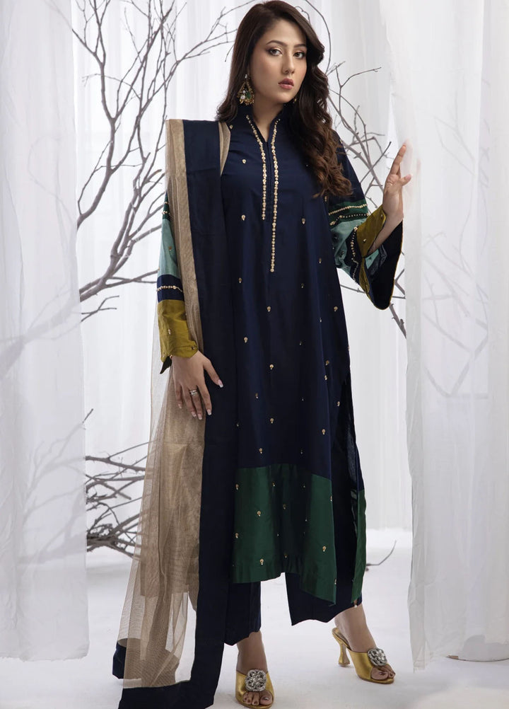 Miras Pret Embroidered Katan silk 3 Piece Husna