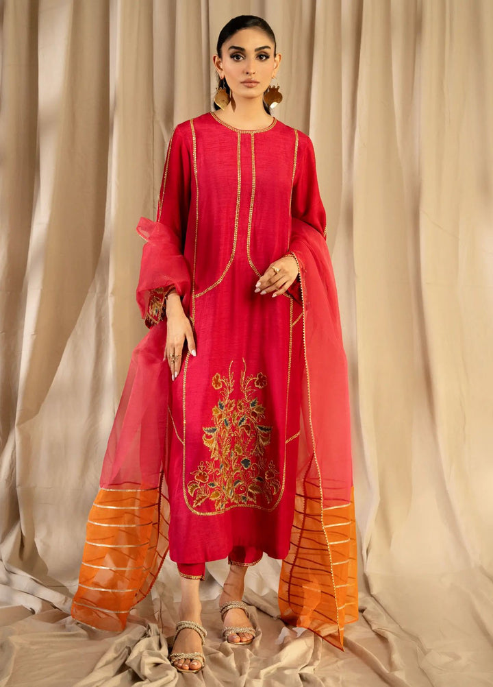 Miras Pret Embroidered Korean raw silk 3 Piece Suit Ezra