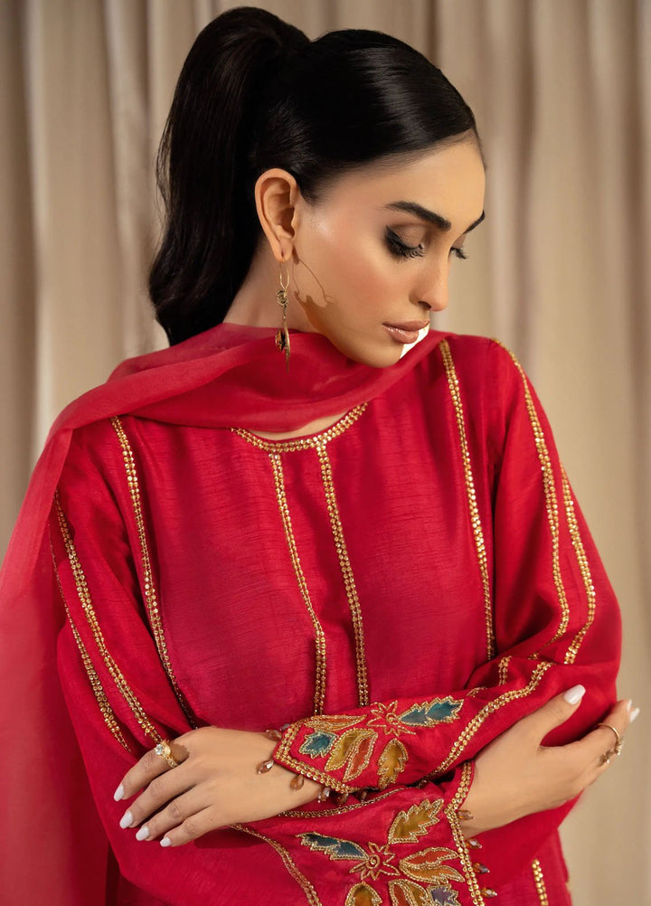 Miras Pret Embroidered Korean raw silk 3 Piece Suit Ezra