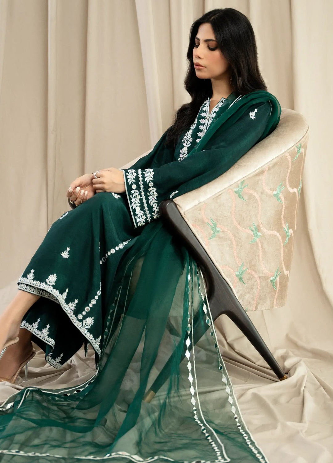 Miras Pret Embroidered Korean raw silk 3 Piece Suit Freya