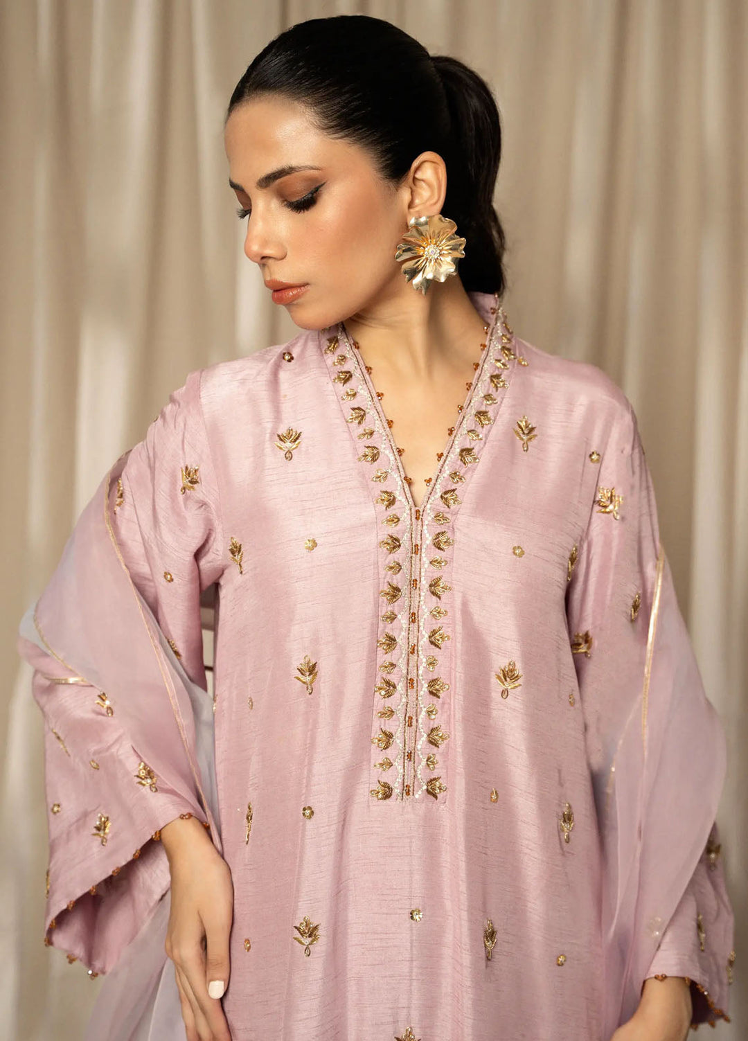 Miras Pret Embroidered Korean raw silk 3 Piece Suit Noa