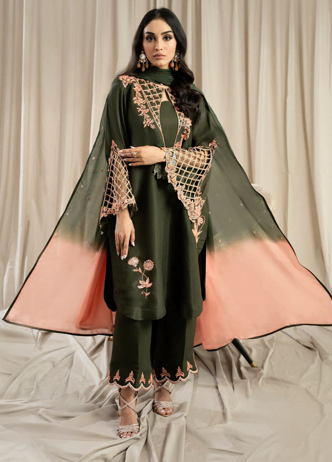 Miras Pret Embroidered Sheesha silk 3 Piece Suit Everly