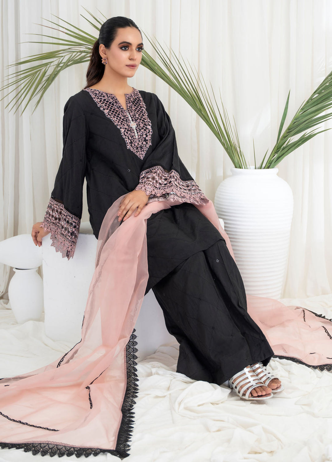Miras Pret Embroidered Silk 3 Piece Suit Raya