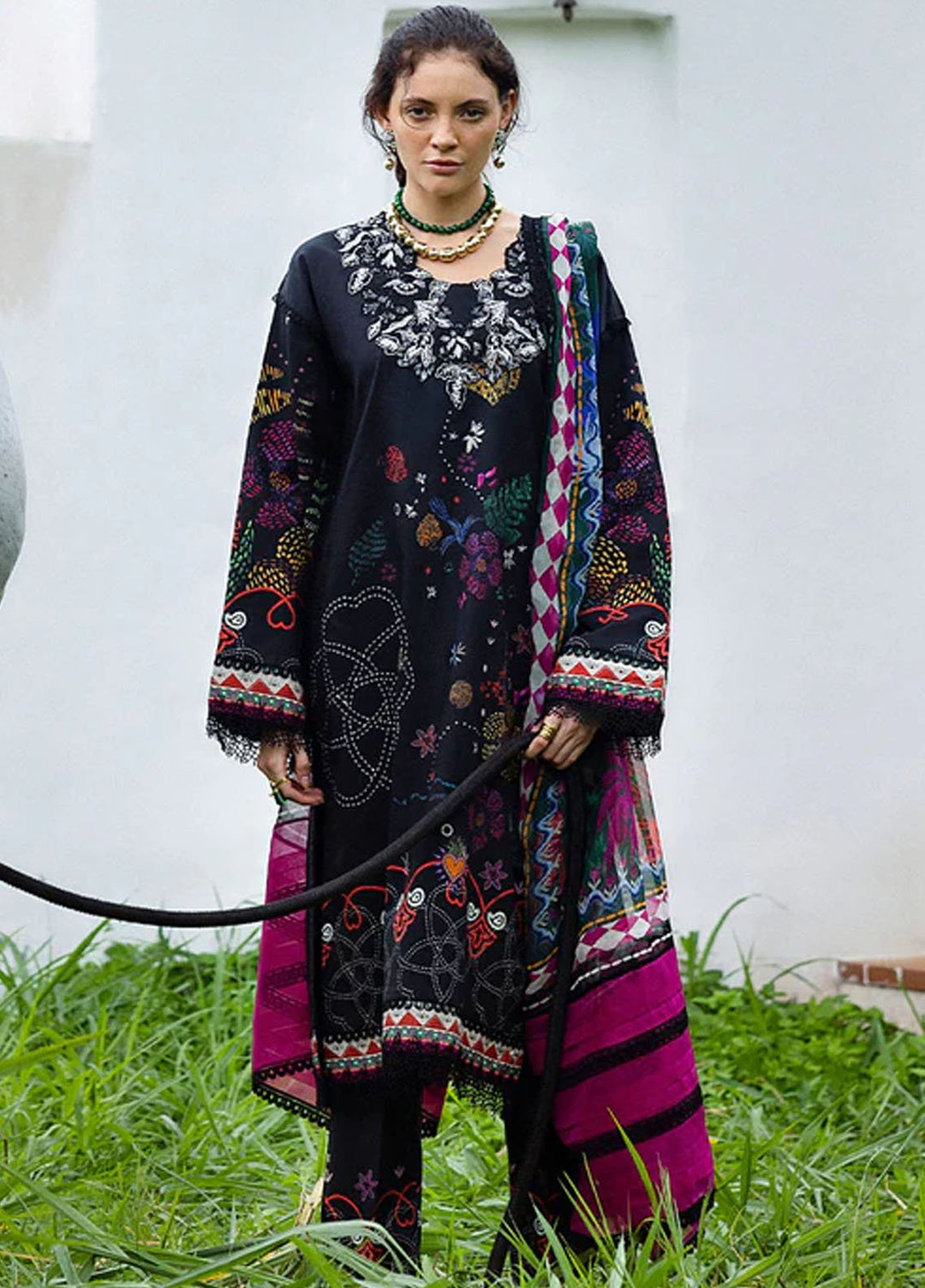 Mirasol by Mushq Embroidered Cambric Suits Unstitched 3 Piece MQ25MH D-01 A Medi Noche - Summer Collection
