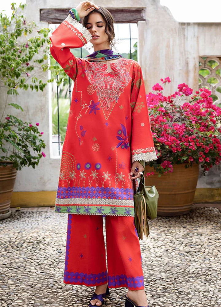 Mirasol by Mushq Embroidered Cambric Suits Unstitched 3 Piece MQ25MH D-02 B Carmin Rosa - Summer Collection