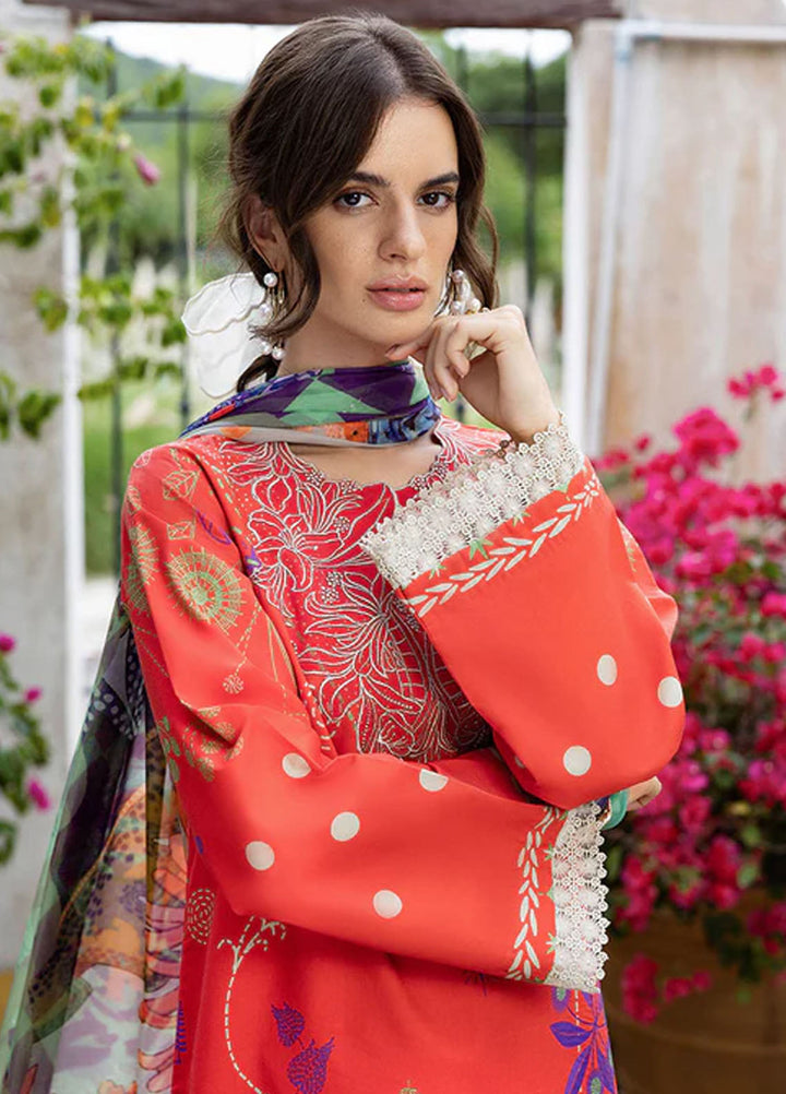 Mirasol by Mushq Embroidered Cambric Suits Unstitched 3 Piece MQ25MH D-02 B Carmin Rosa - Summer Collection