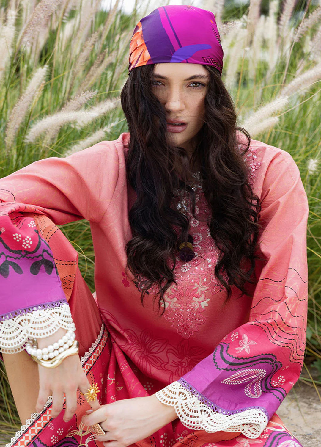 Mirasol by Mushq Embroidered Cambric Suits Unstitched 3 Piece MQ25MH D-03 B Amber Luz - Summer Collection