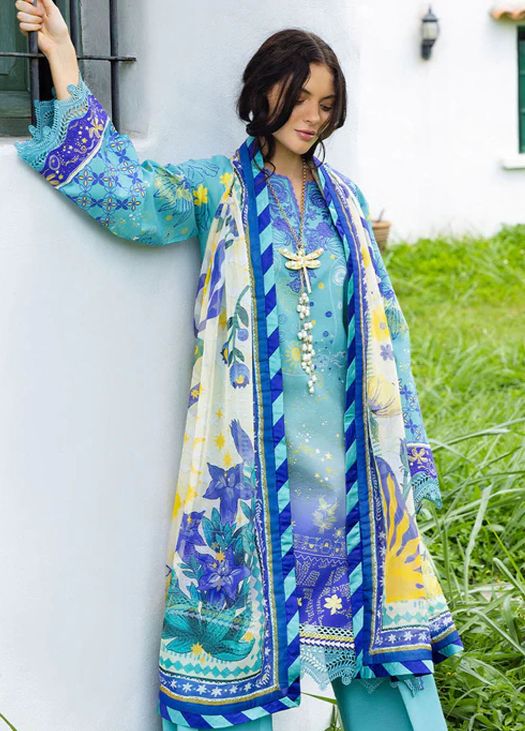 Mirasol by Mushq Embroidered Cambric Suits Unstitched 3 Piece MQ25MH D-05 B Mar Azul - Summer Collection