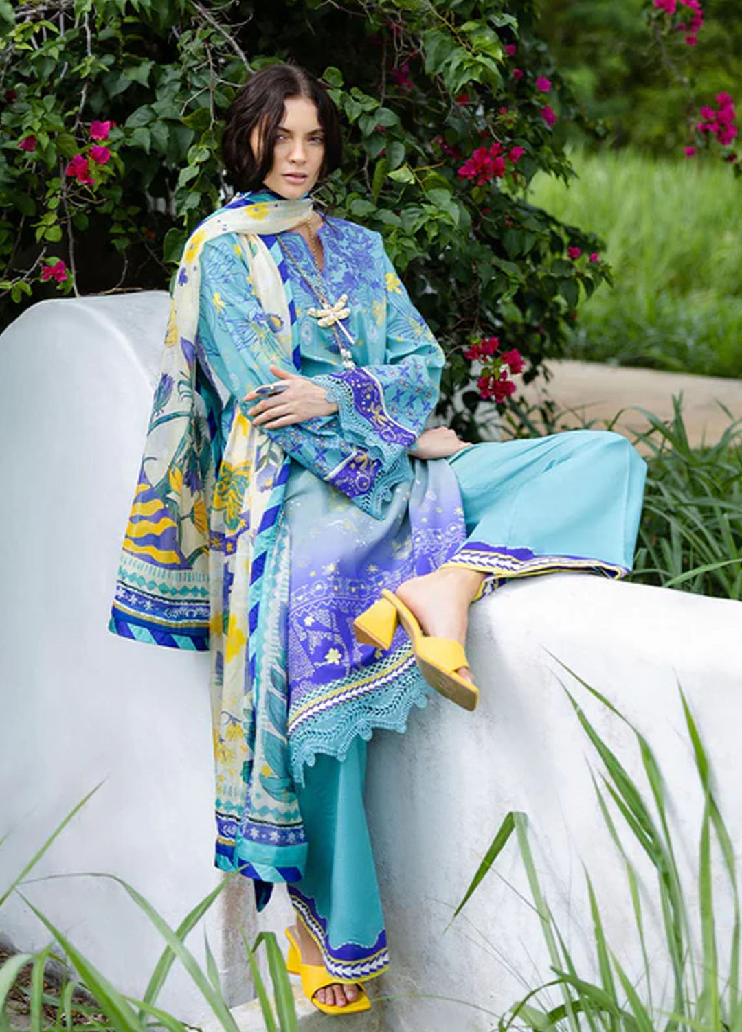 Mirasol by Mushq Embroidered Cambric Suits Unstitched 3 Piece MQ25MH D-05 B Mar Azul - Summer Collection