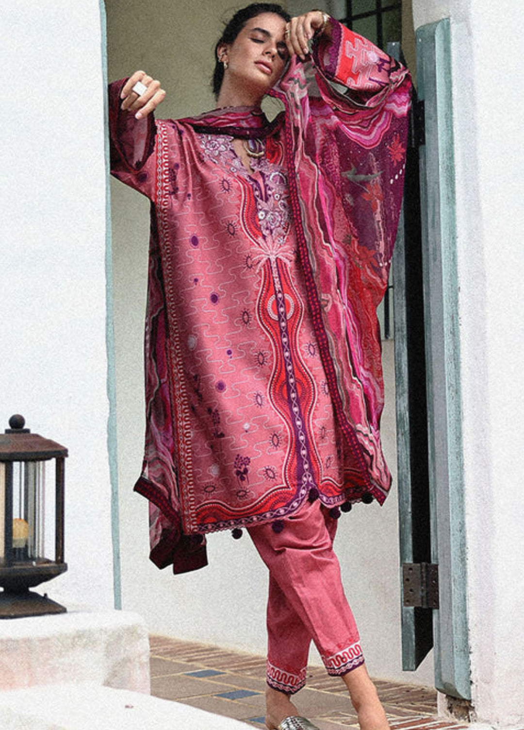 Mirasol by Mushq Embroidered Cambric Suits Unstitched 3 Piece MQ25MH D-08 B Coral Mar - Summer Collection