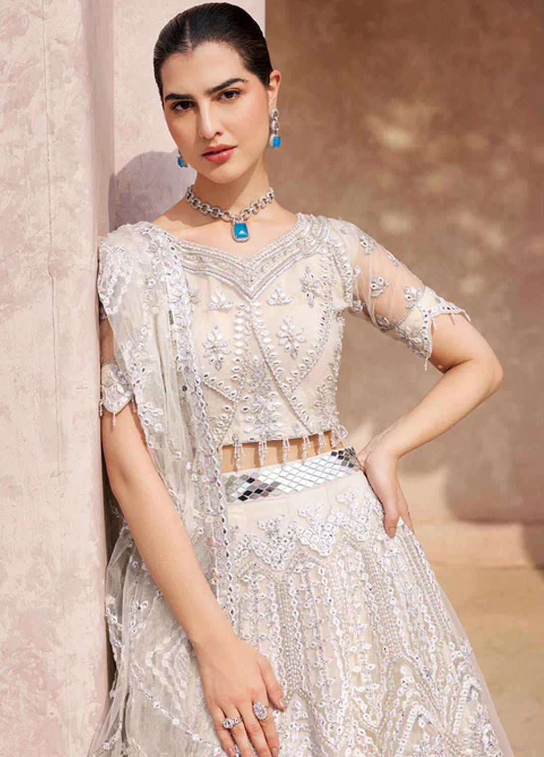 Mirha By Emaan Adeel Embroidered Net Suits Unstitched 3 Piece EA23M MH-201 - Wedding Collection