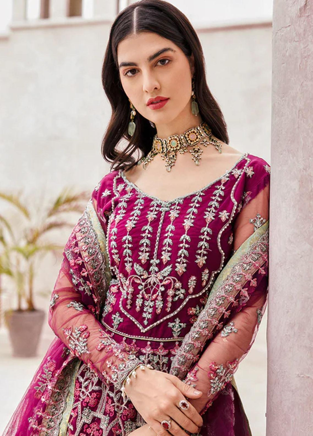 Mirha By Emaan Adeel Embroidered Net Suits Unstitched 3 Piece EA23M MH-202 - Wedding Collection