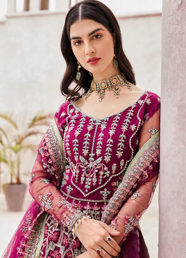 Mirha By Emaan Adeel Embroidered Net Suits Unstitched 3 Piece EA23M MH-202 - Wedding Collection
