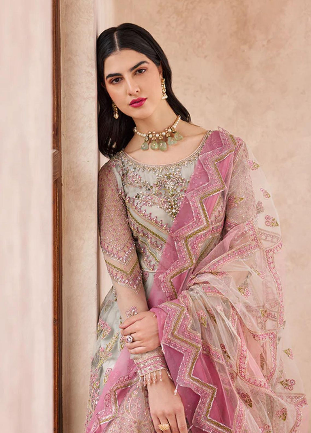 Mirha By Emaan Adeel Embroidered Net Suits Unstitched 3 Piece EA23M MH-204 - Wedding Collection