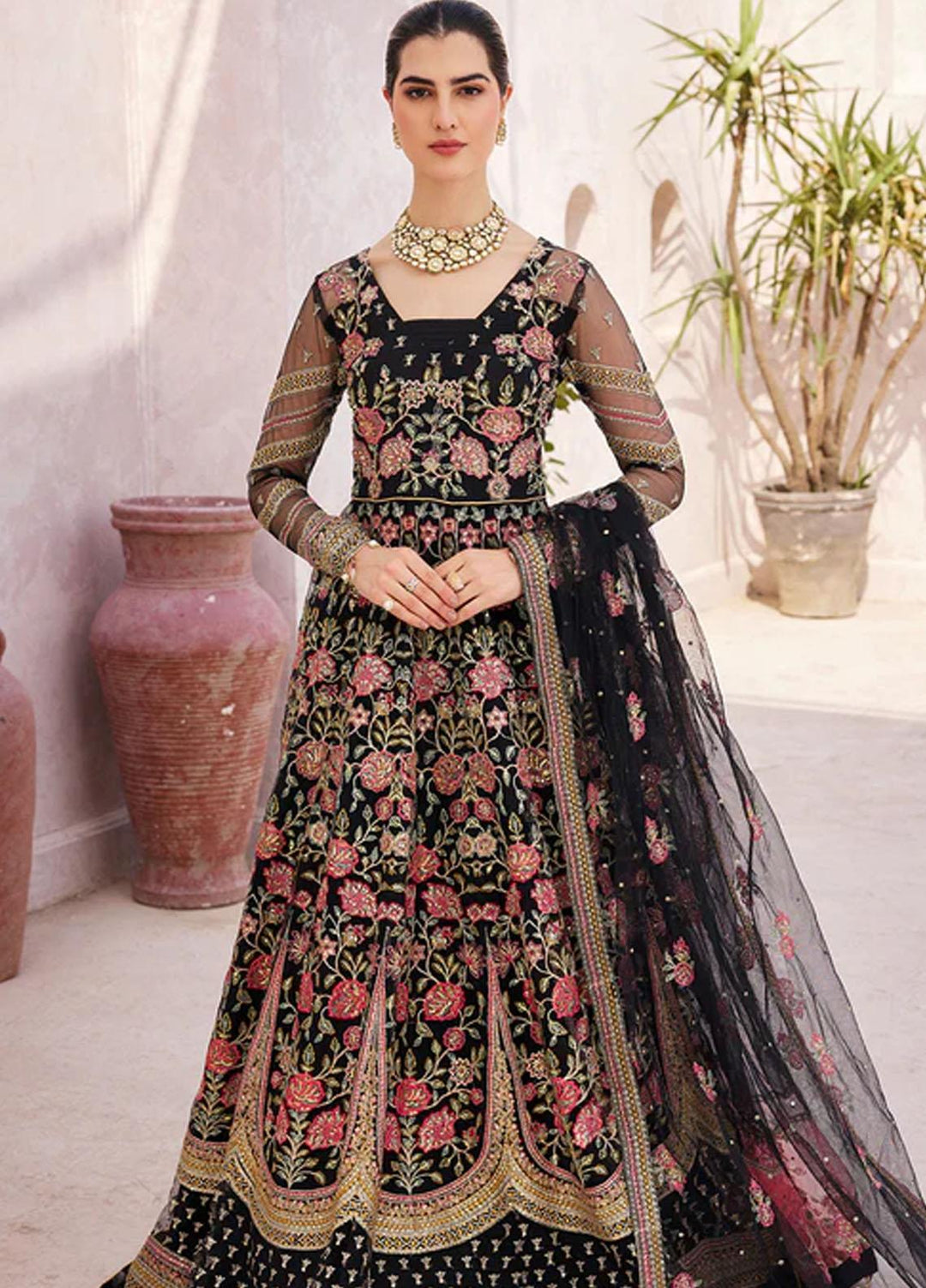 Mirha By Emaan Adeel Embroidered Net Suits Unstitched 3 Piece EA23M MH-205 - Wedding Collection