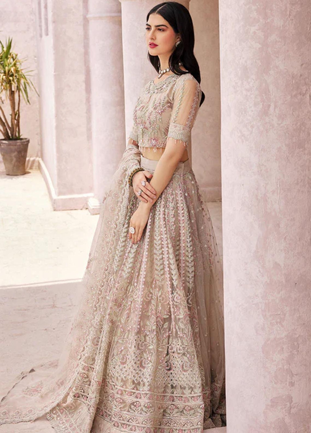 Mirha By Emaan Adeel Embroidered Net Suits Unstitched 3 Piece EA23M MH-206 - Wedding Collection