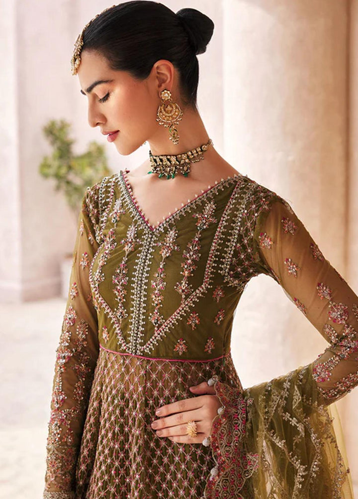 Mirha By Emaan Adeel Embroidered Net Suits Unstitched 3 Piece EA23M MH-207 - Wedding Collection