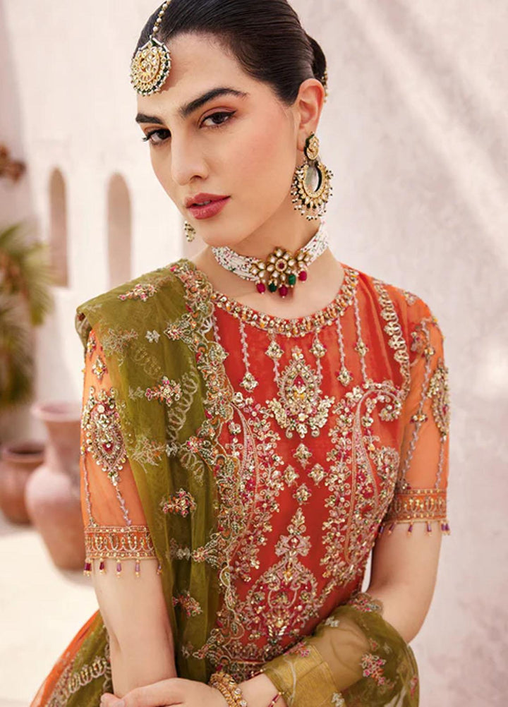 Mirha By Emaan Adeel Embroidered Net Suits Unstitched 3 Piece EA23M MH-208 - Wedding Collection
