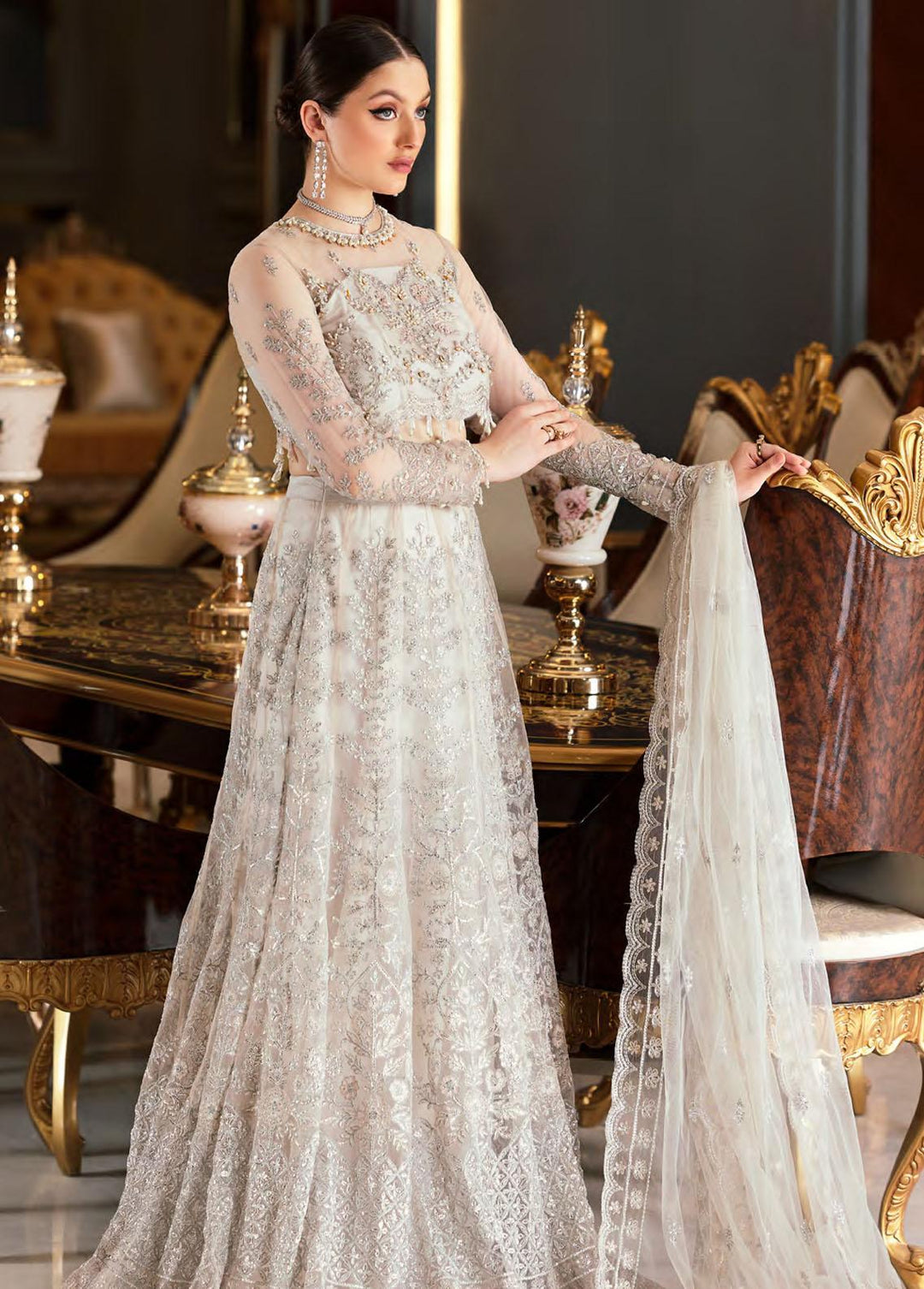 Mirha by Emaan Adeel Net Embroidered Suits Unstitched 3 Piece EA22M MH-03 - Wedding Collection